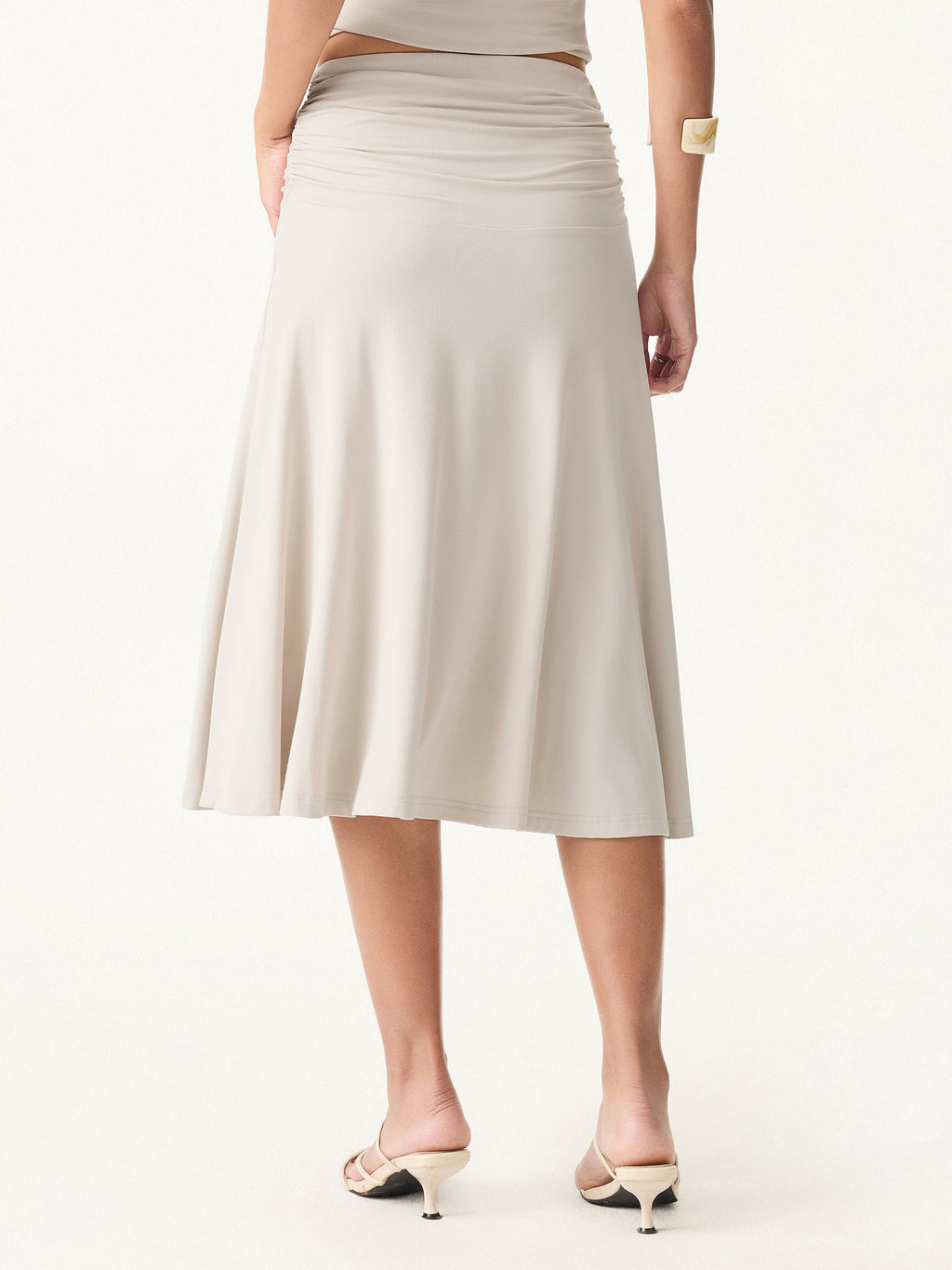 OGLmove Women's Multi-Wear Bra Top & Side Ruched A-Line Midi Skirt Set