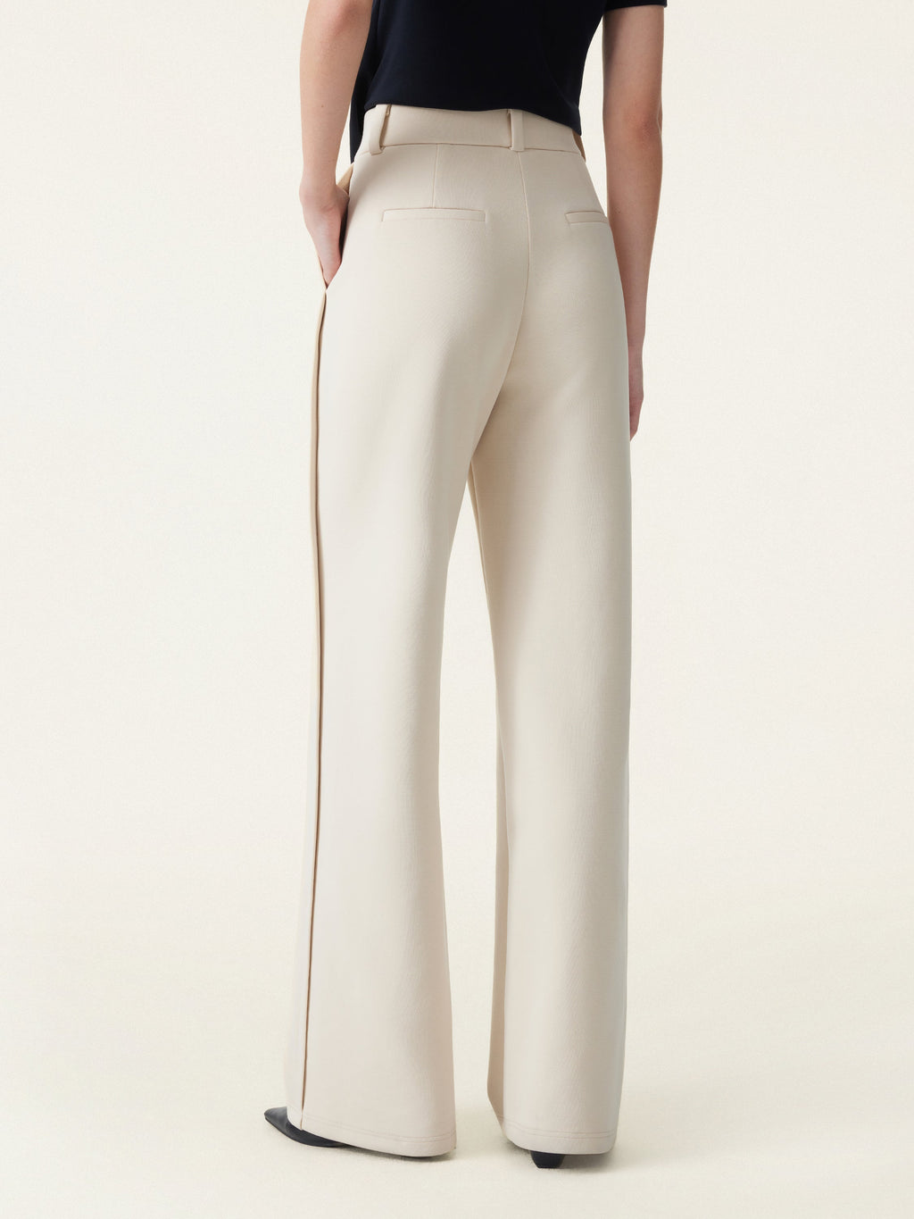 OGLmove Women's Stretchy Mid Rise Fly-Front Wide Leg Trouser