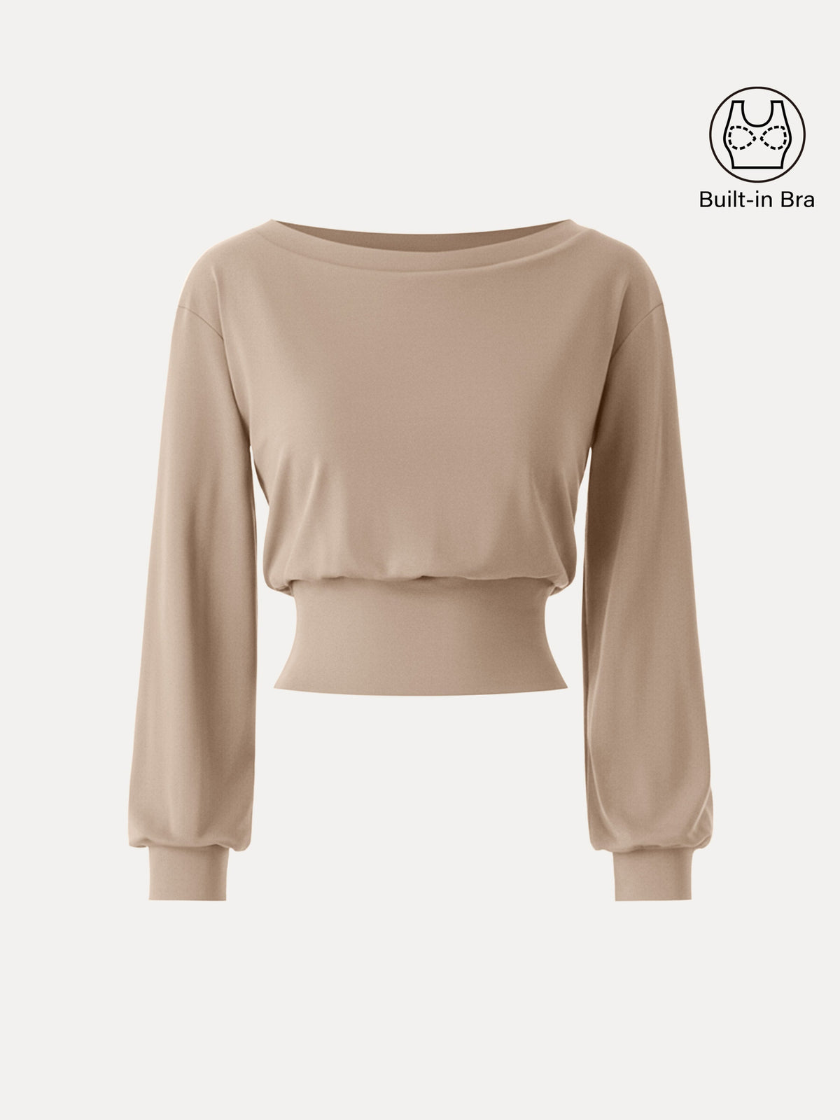 OGLmove Women's Lyocell-Wool Blend Boatneck Long Sleeve Bra Top