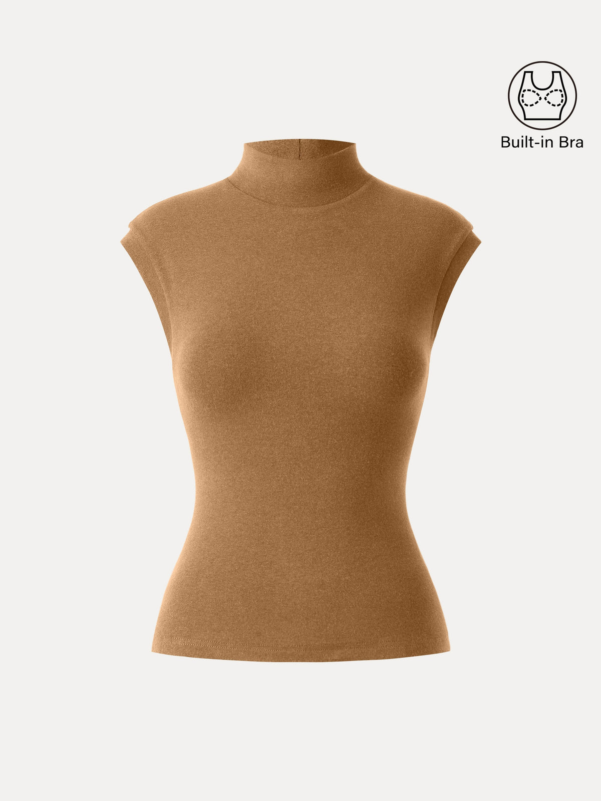 OGLmove Women's Stretch Cotton Mock Neck Cap Sleeve Brami Top