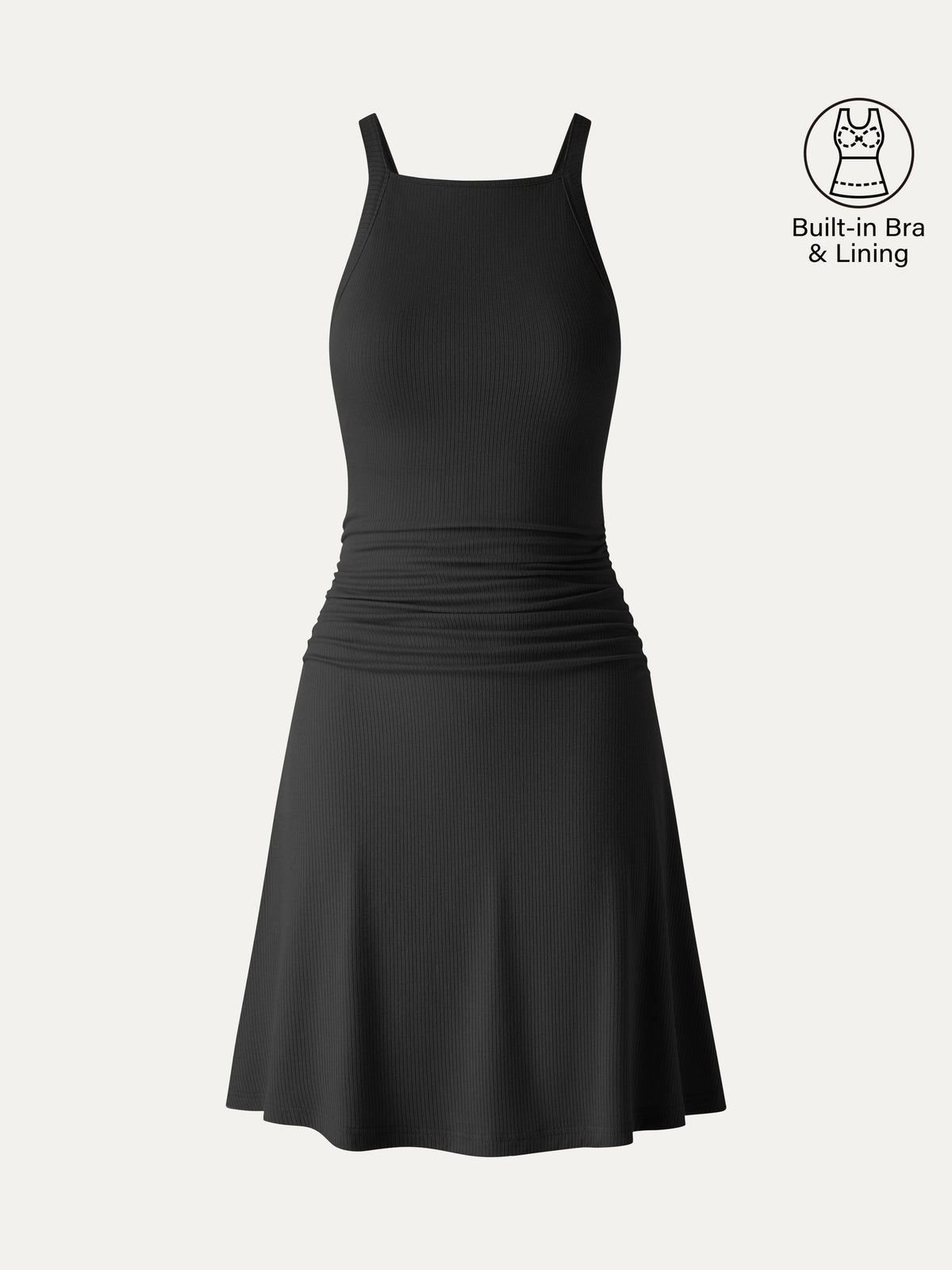 OGLmove Women's CoolTouch Square Neck Sleeveless Mini Bra Dress
