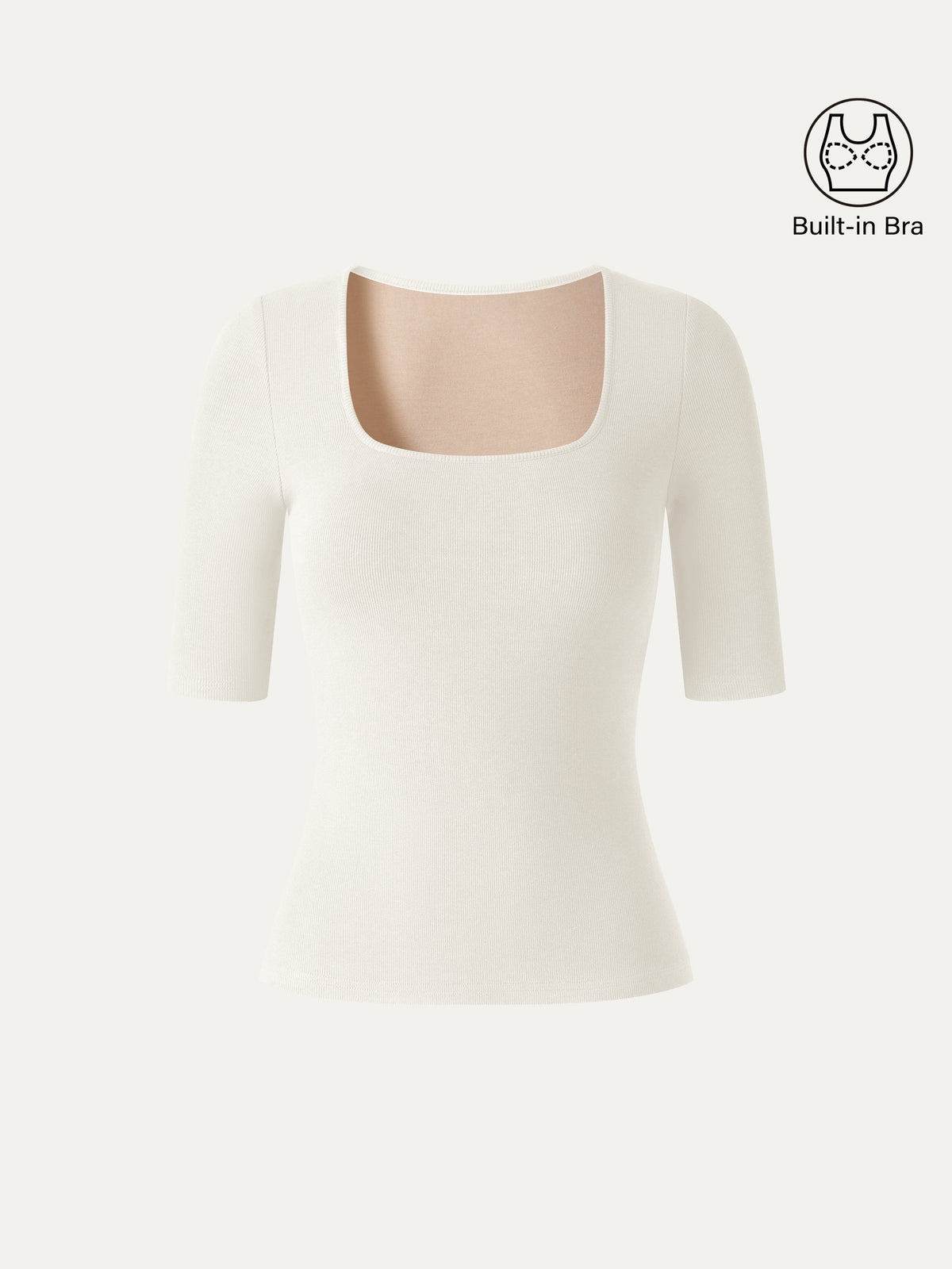 OGLmove Women's Eco-Mousse Square Neck Elbow Sleeve Bra Top