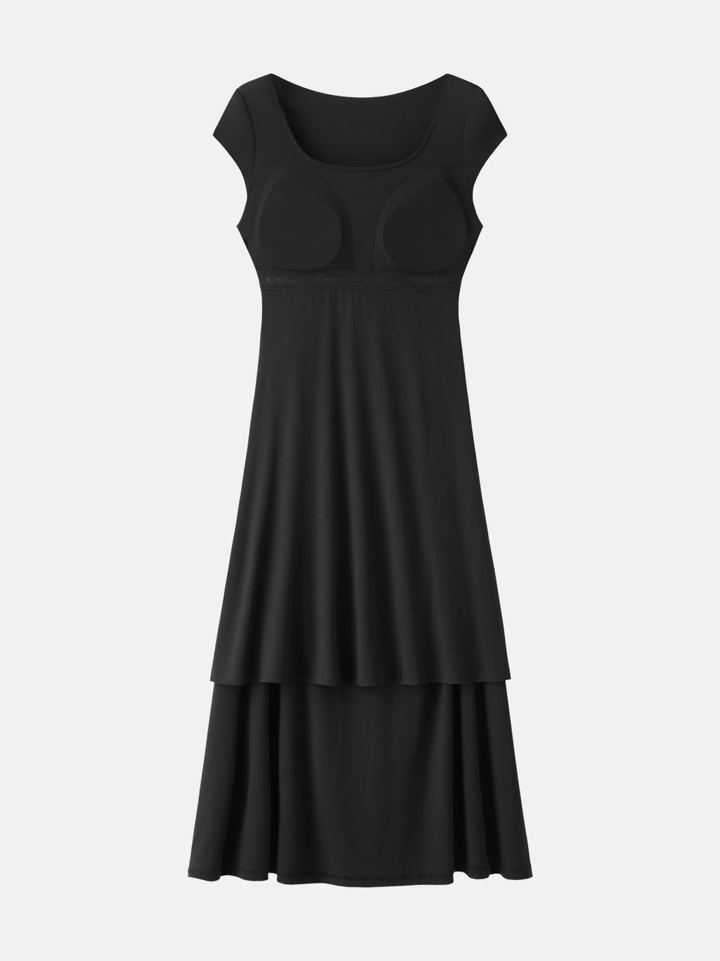 OGLmove Women's SkinKiss Cooling Square Neck Ruched Midi Bra Dress