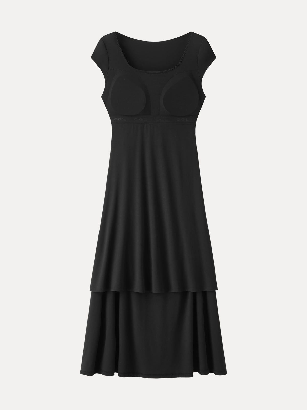 OGLmove Women's SkinKiss Cooling Square Neck Ruched Midi Bra Dress
