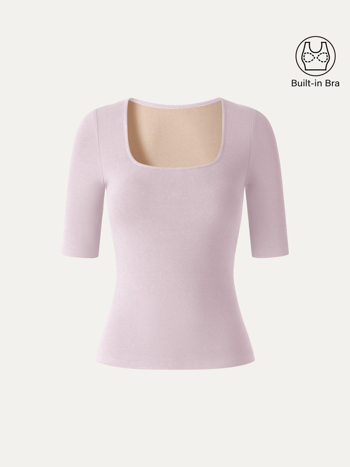 OGLmove Women's Eco-Mousse Square Neck Elbow Sleeve Bra Top