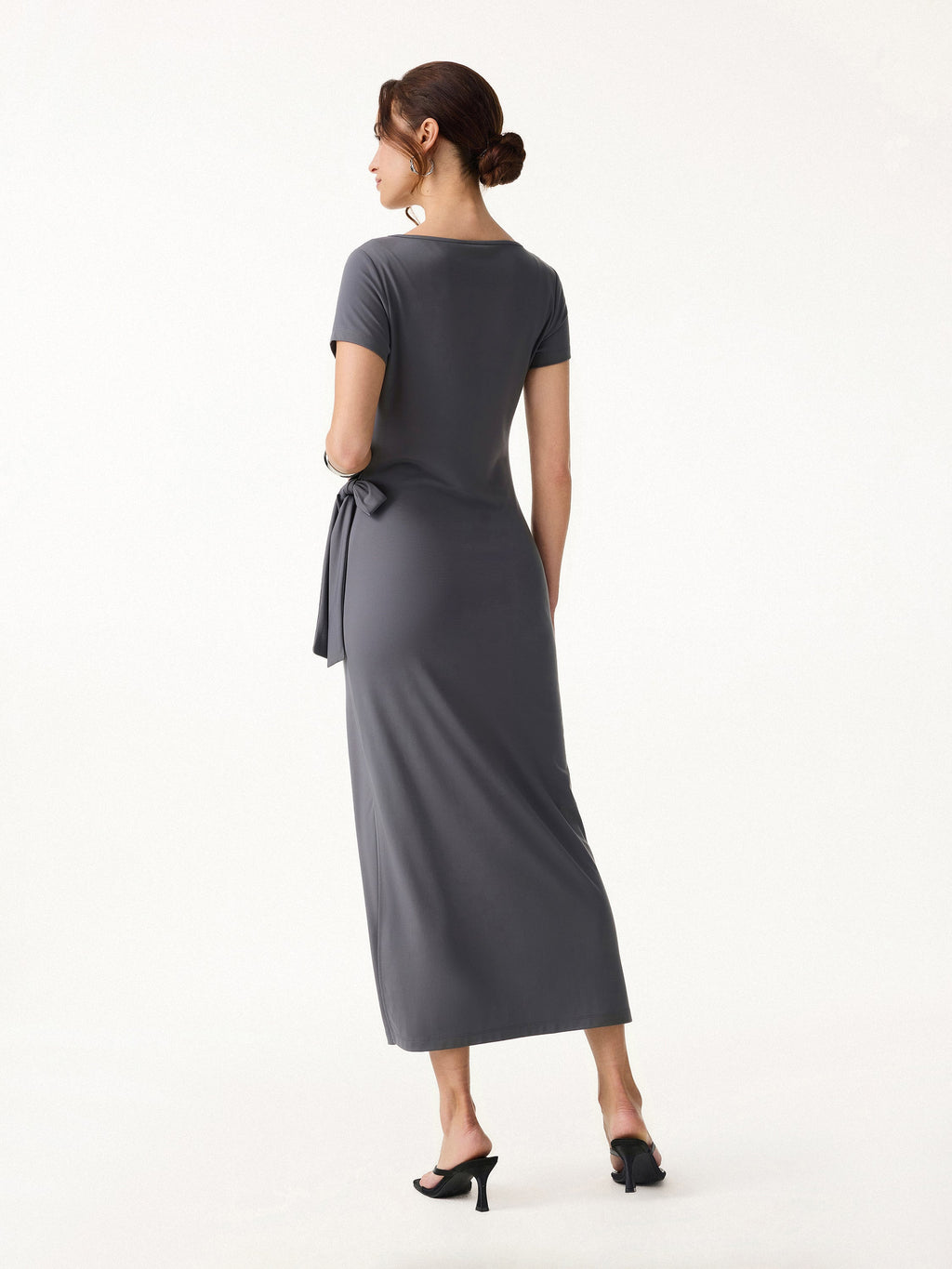 OGLmove Women's Cooling Wrinkle-Resistant Side Waist Tie Midi Dress with Slit