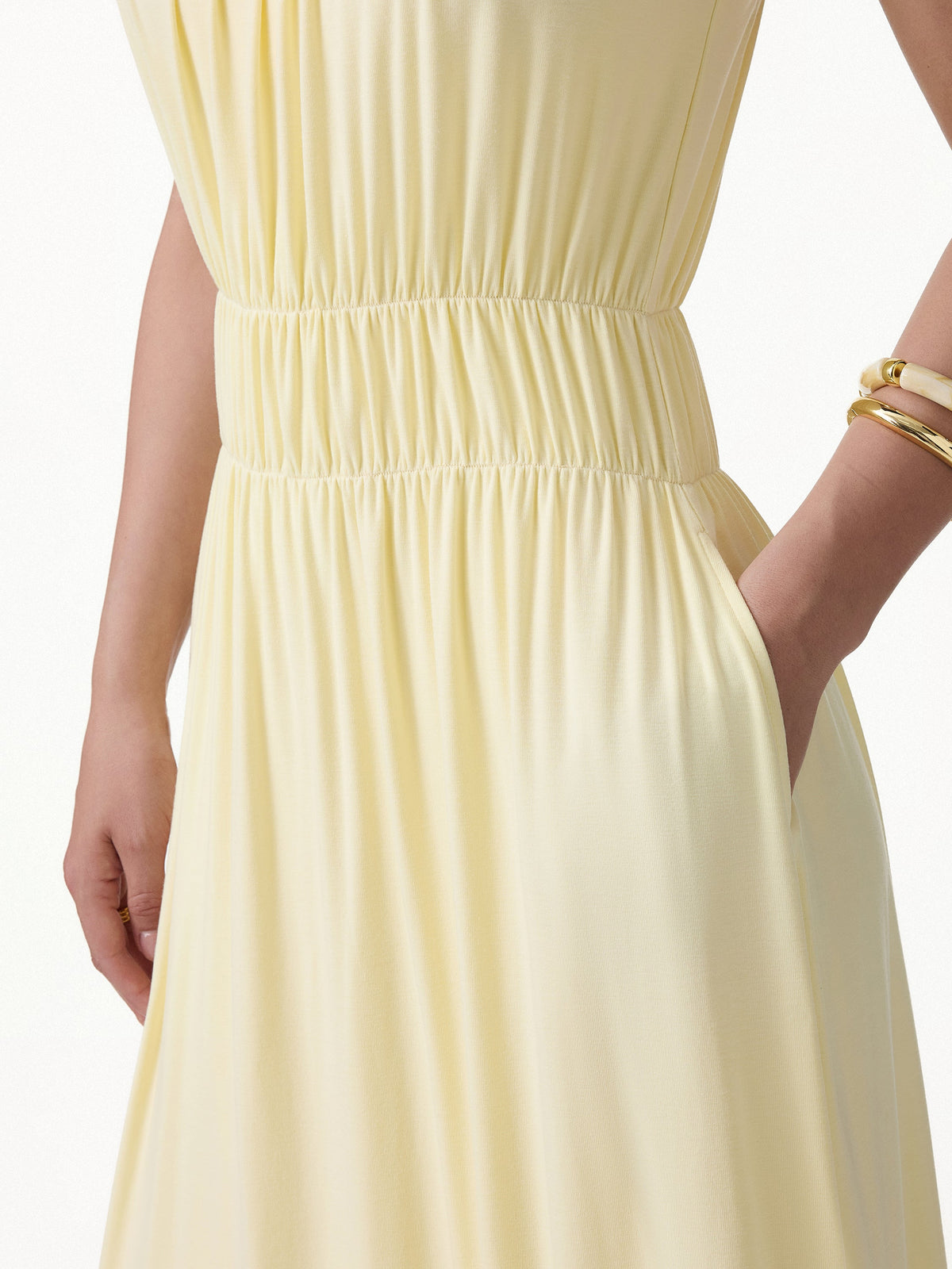 OGLmove Women's Vacay Gathered U-Neck Spaghetti Midi Bra Dress