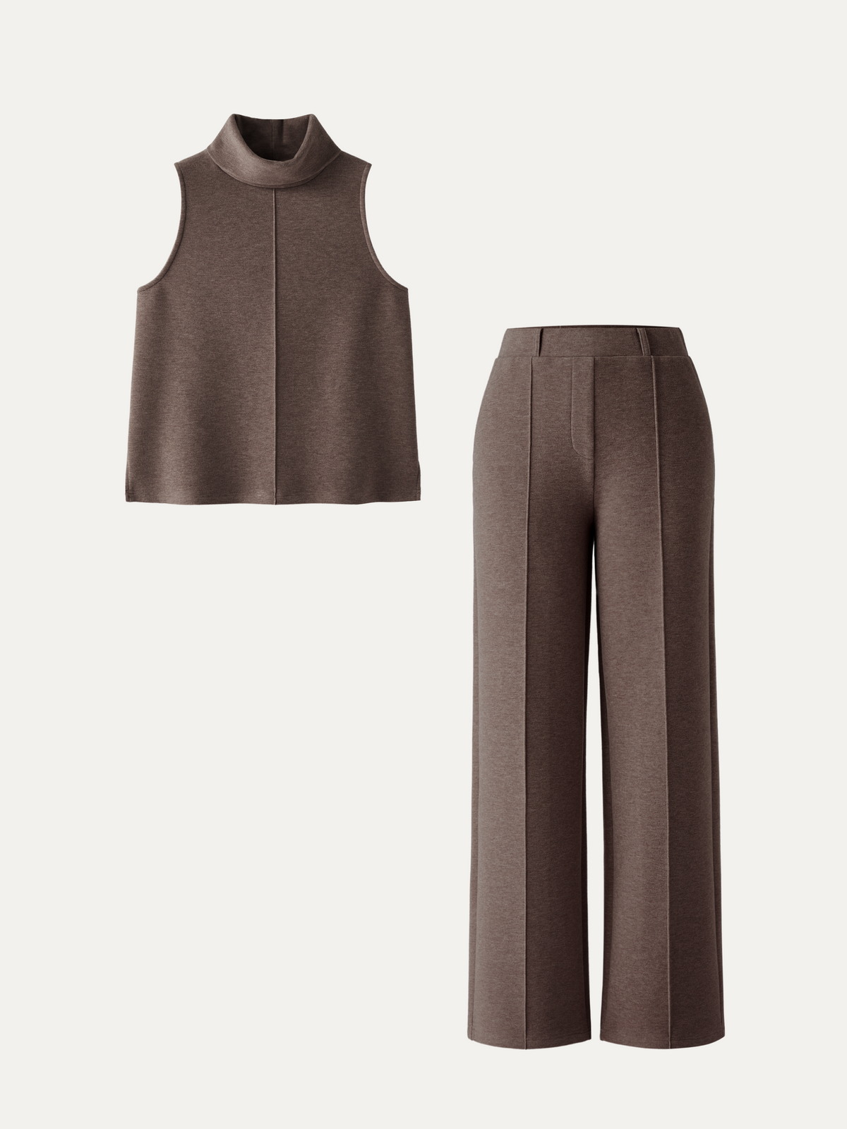 OGLmove Women's Regular Split Hem Top & High Waisted Straight Leg Pant Set