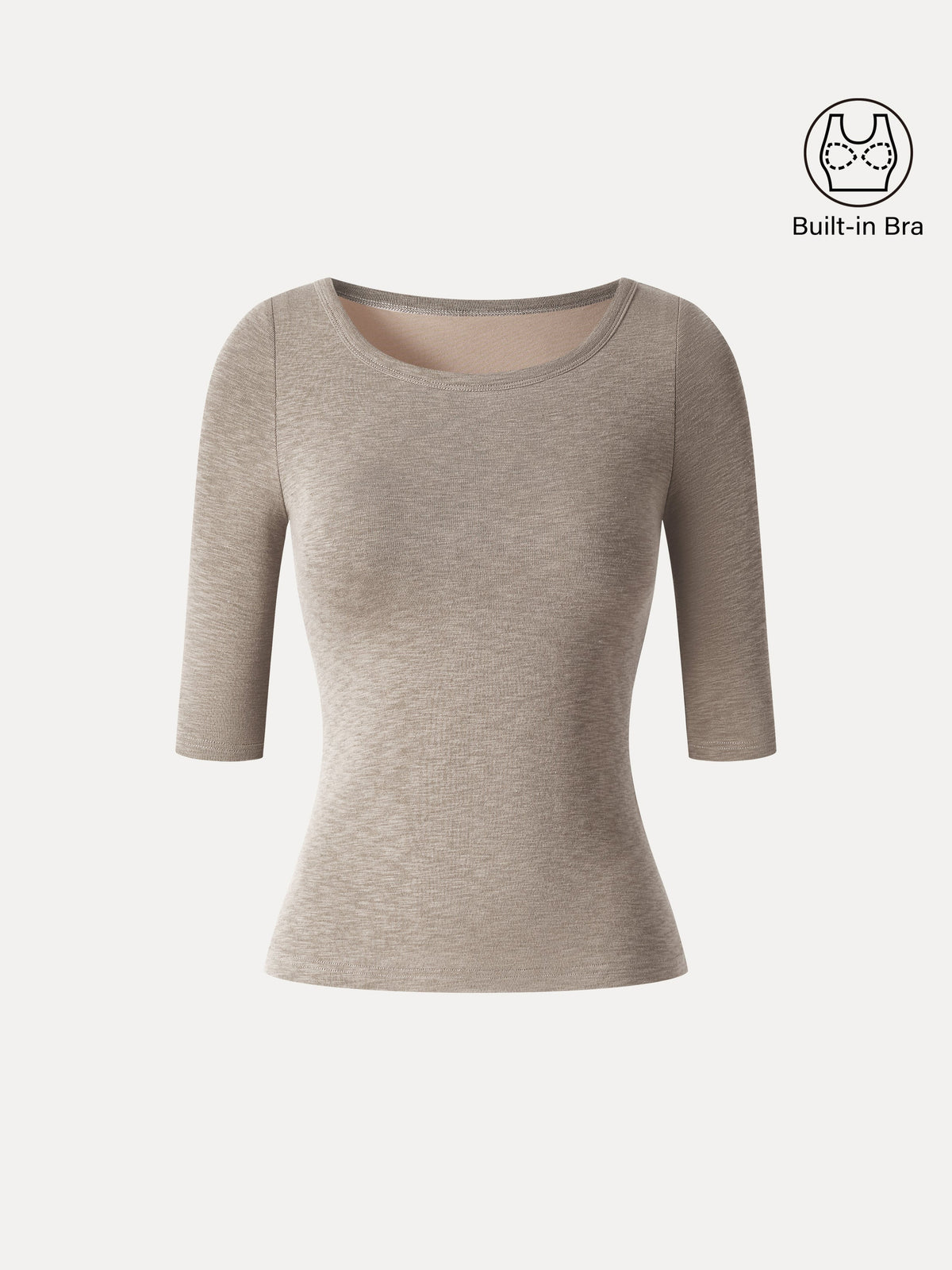 OGLmove Women's Eco-Mousse Round Neck Elbow Sleeve Bra Top