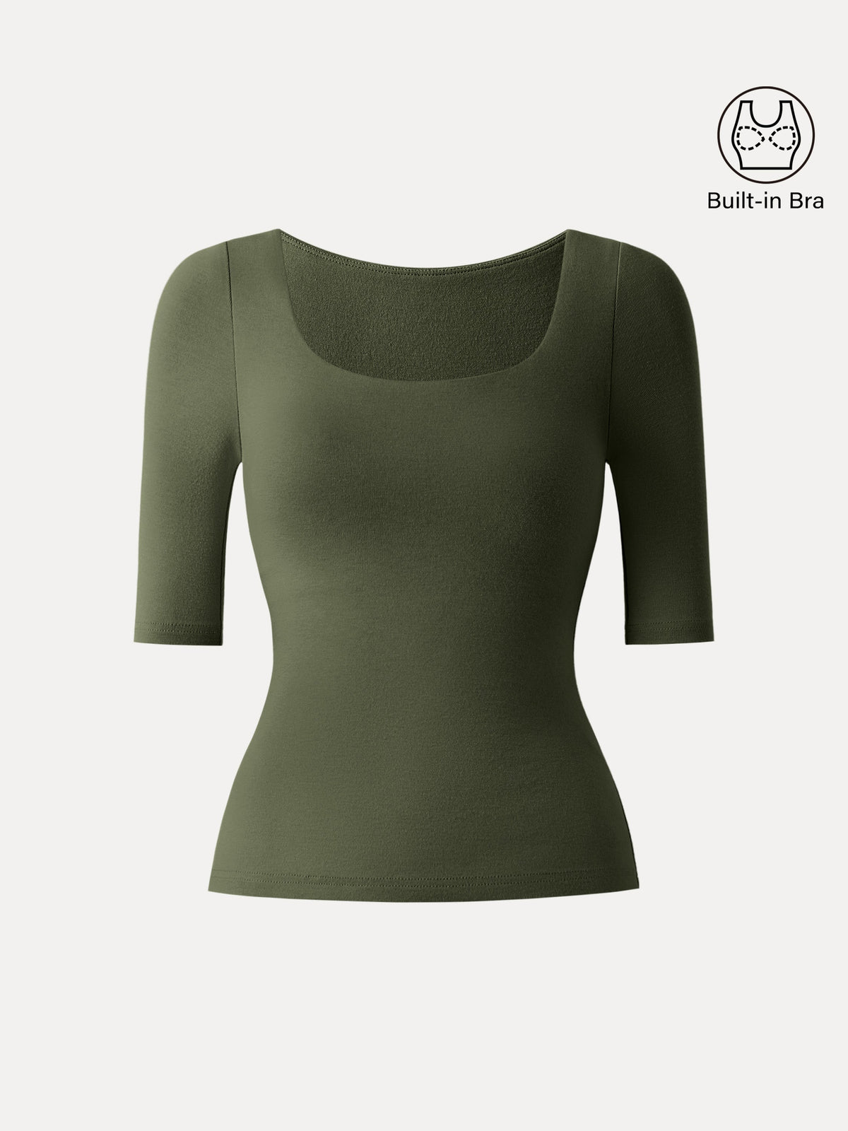 OGLmove Women's Eco-Mousse® Thermal Rib Elbow Sleeve Square Neck Bra Top
