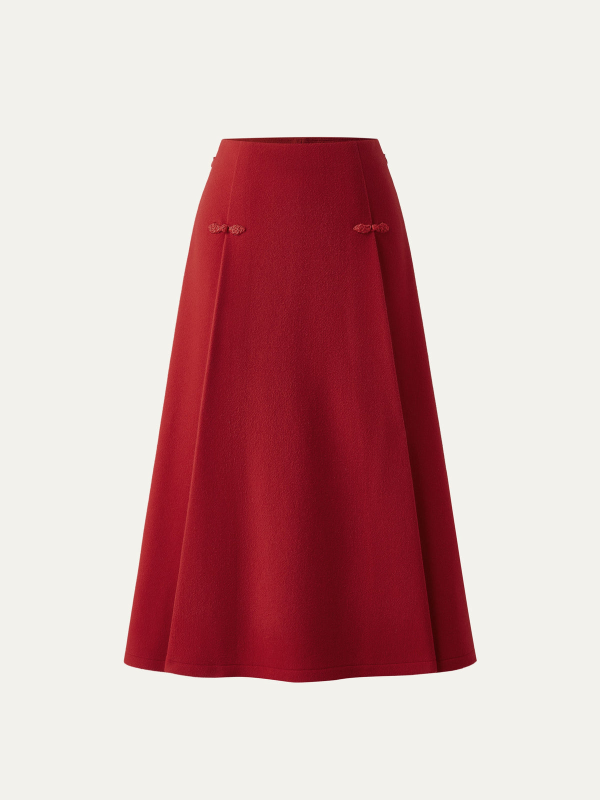 OGLmove Women's Wool-like Frog Button A-Line Midi Skirt