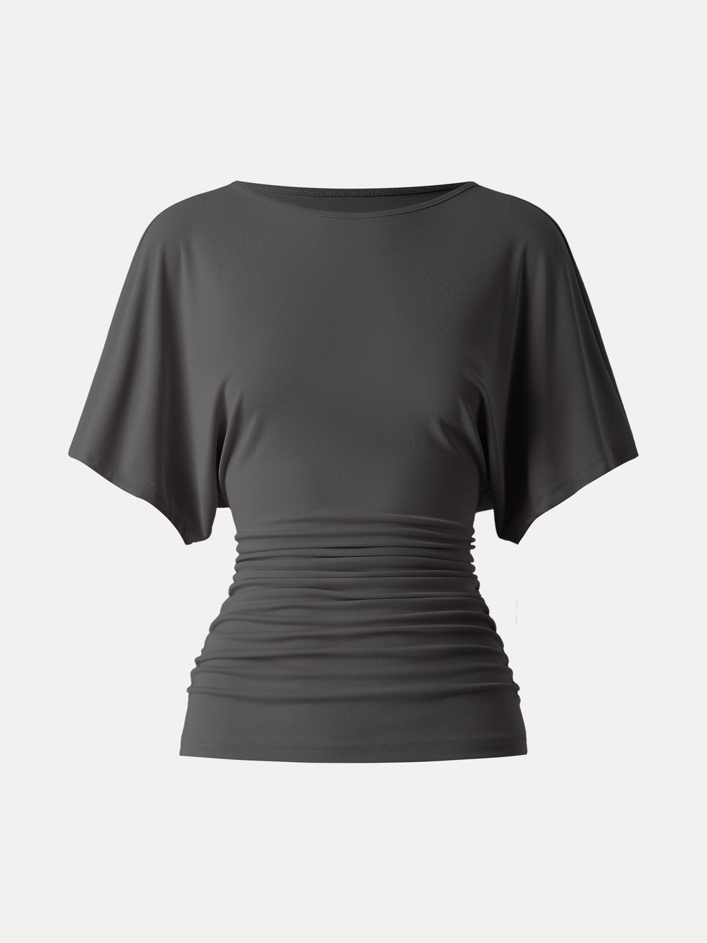 OGLmove Women's Effortless Boatneck Batwing Sleeve Side Ruched Top