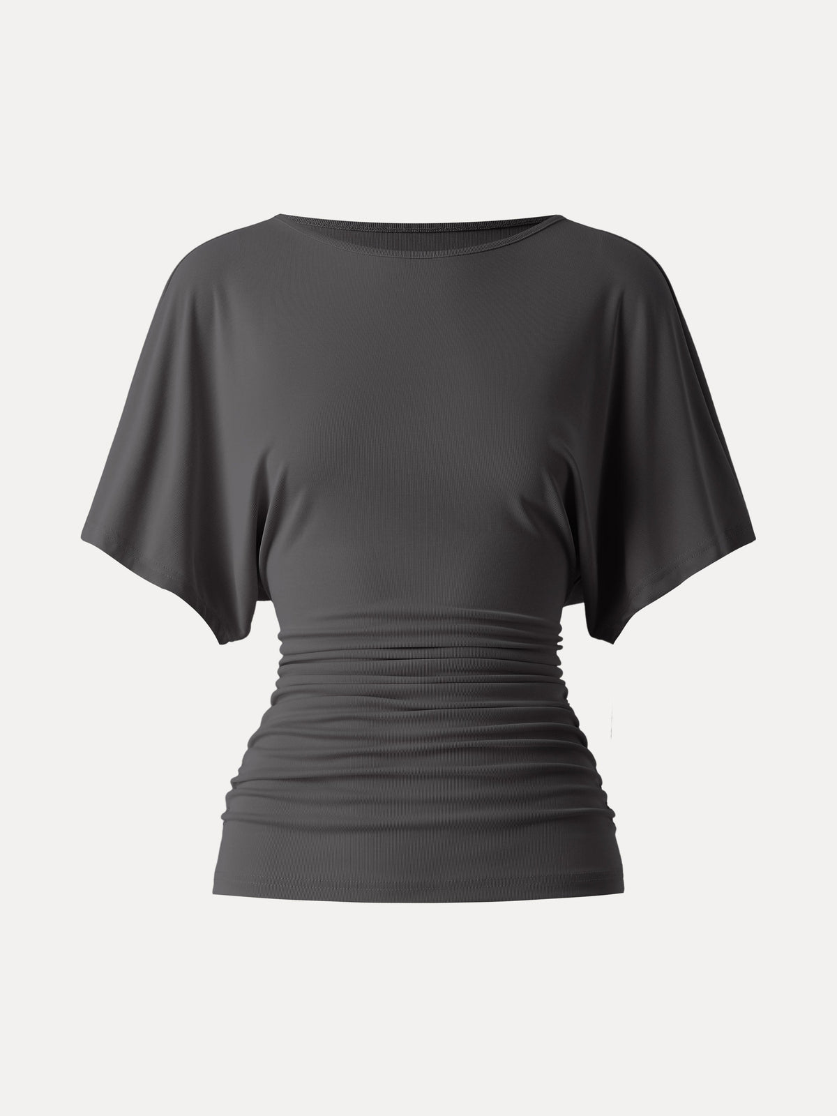 OGLmove Women's Effortless Boatneck Batwing Sleeve Side Ruched Top