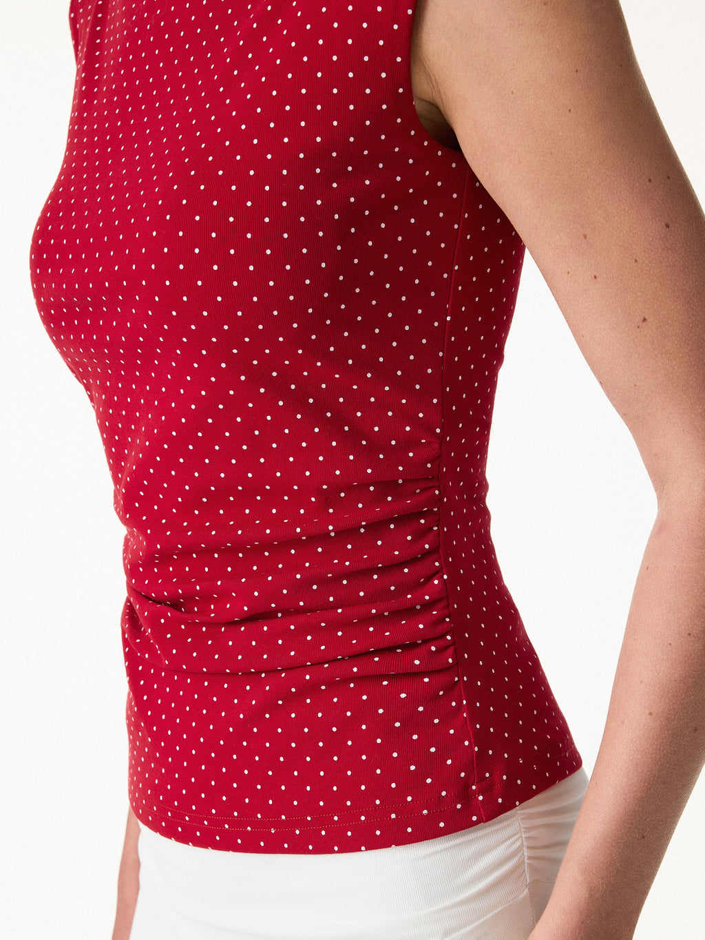 OGLmove Women's Polka Dot Boatneck Bra Top & A-Line Flare Skirt Set