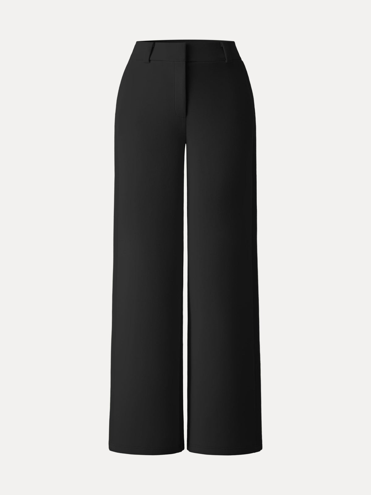 OGLmove Women's Stretchy Mid Rise Fly-Front Wide Leg Trouser