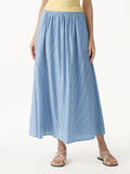 OGLmove Women's Striped Poplin High Rise Umbrella Midi Skirt with Pockets
