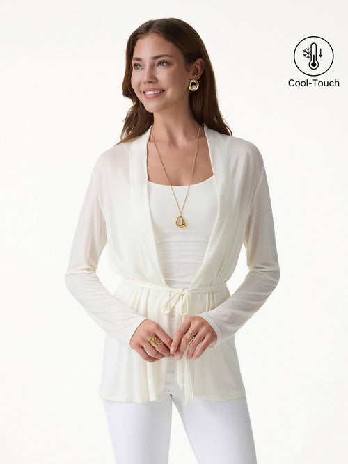 OGLmove Women's Airy Soft Open Front Cardigan with Tie