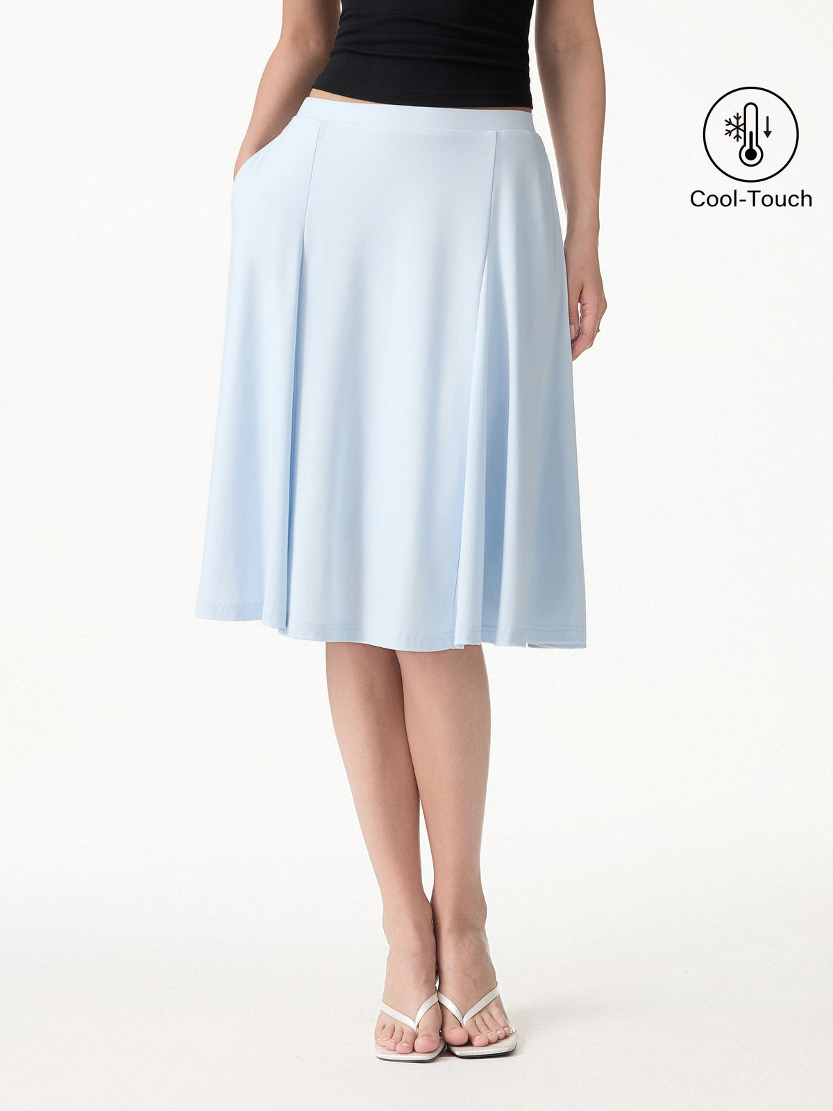 OGLmove Women's CoolTouch Midi Circle Flare Skirt with Pockets