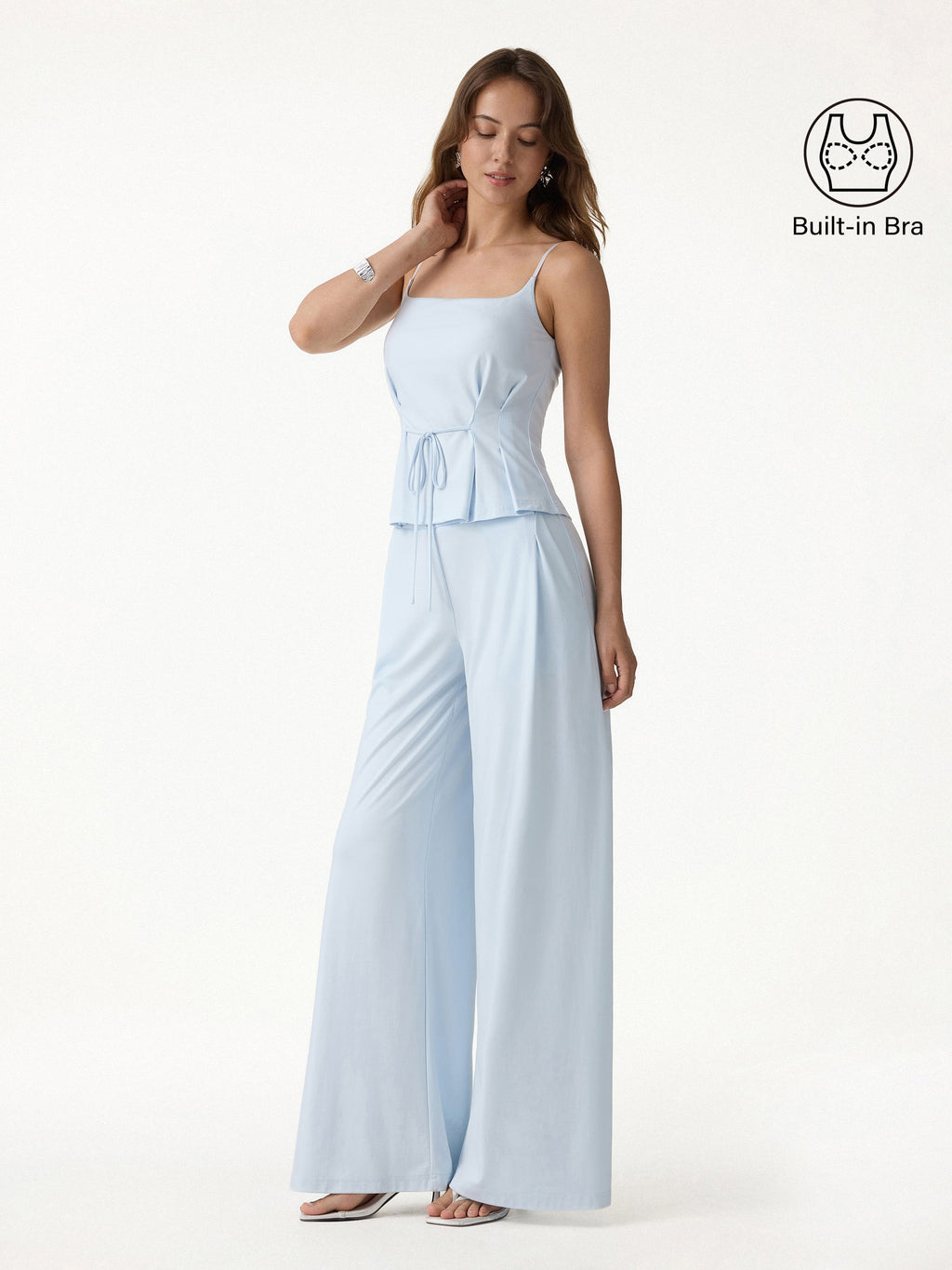 OGLmove Women's Spaghetti Bra Top & Wide Leg Pants Set