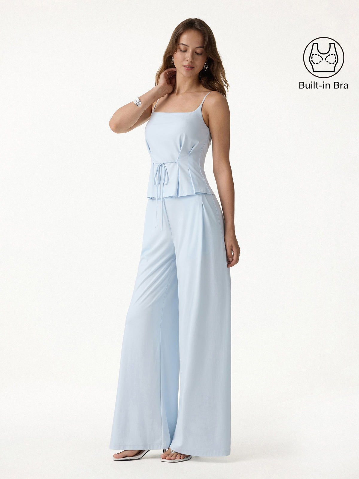 OGLmove Women's Spaghetti Bra Top & Wide Leg Pants Set