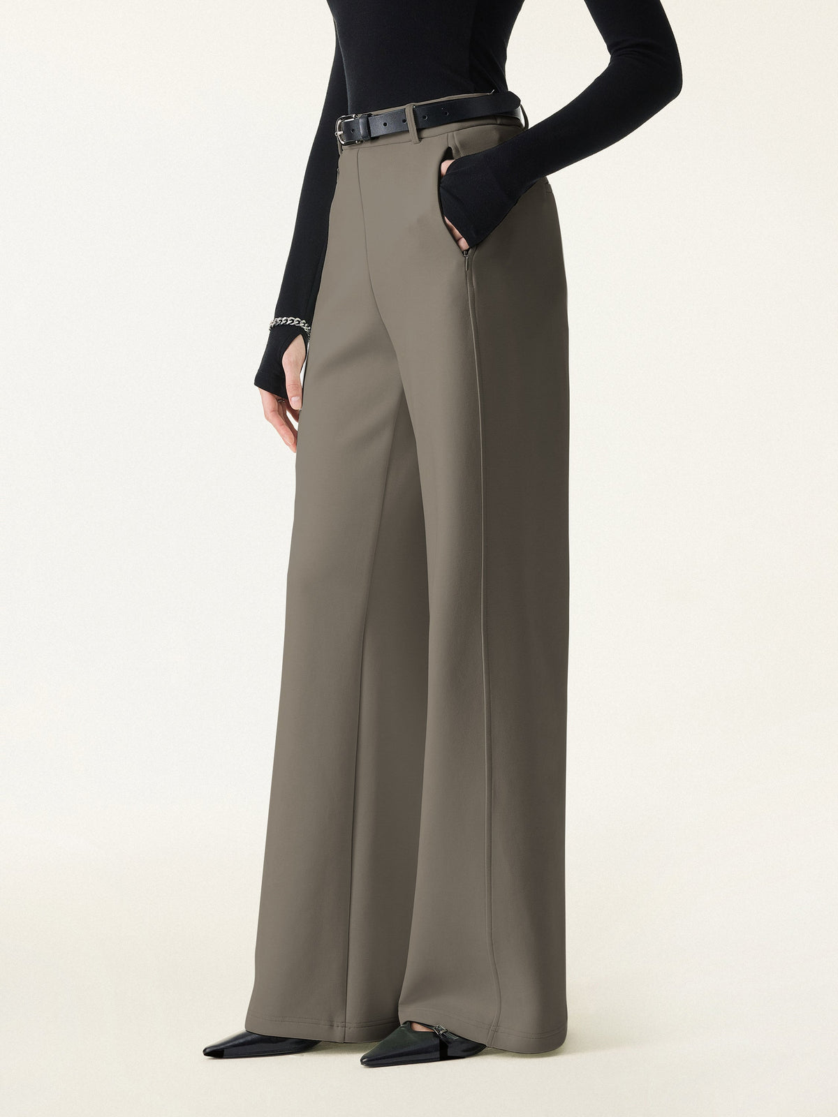 OGLmove Women's Stretch Cotton Blend Slimming High Rise Wide Leg Pant