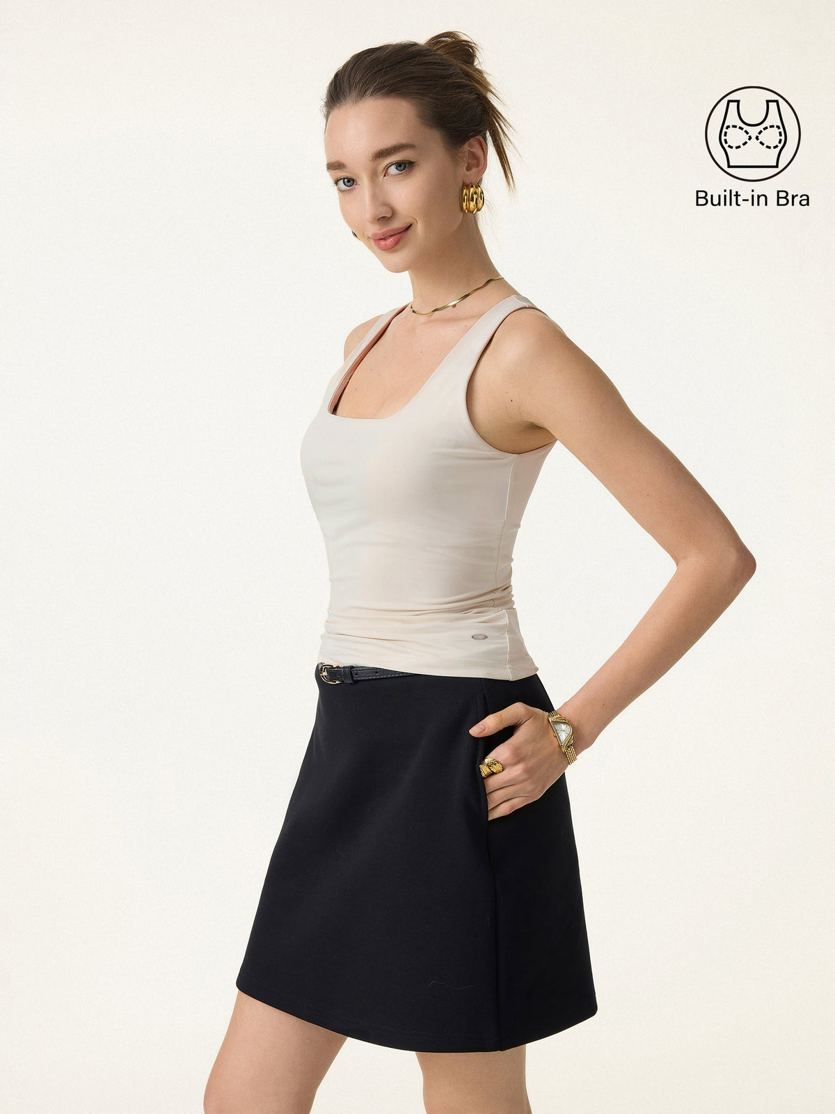OGLmove Women's Square Neck Back Smoothing Bandless Bra Tank
