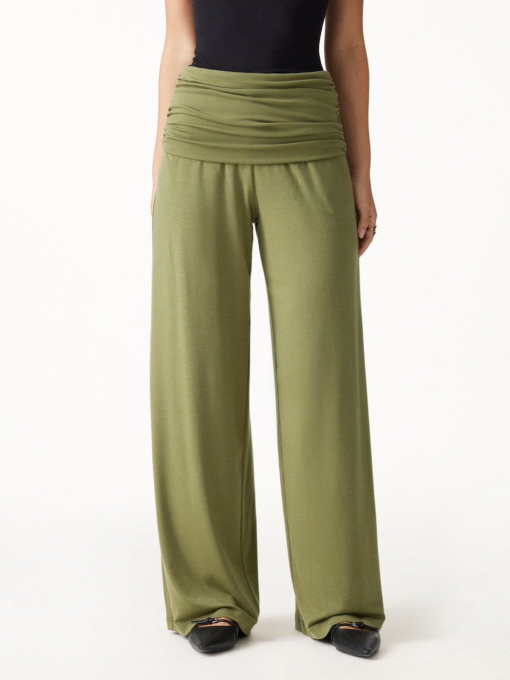 OGLmove Non-Itchy Wool Blend Drapey Wide Leg Pull-on Pants with Pockets