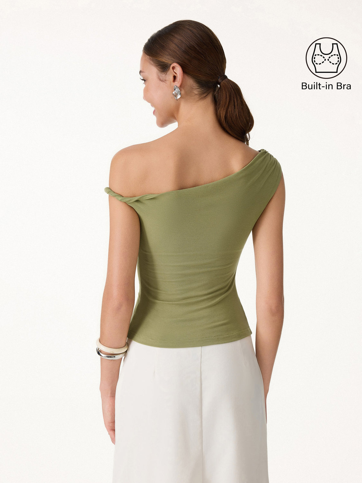 OGLmove Women's CoolTouch Asymmetrical Shoulder Bra Top