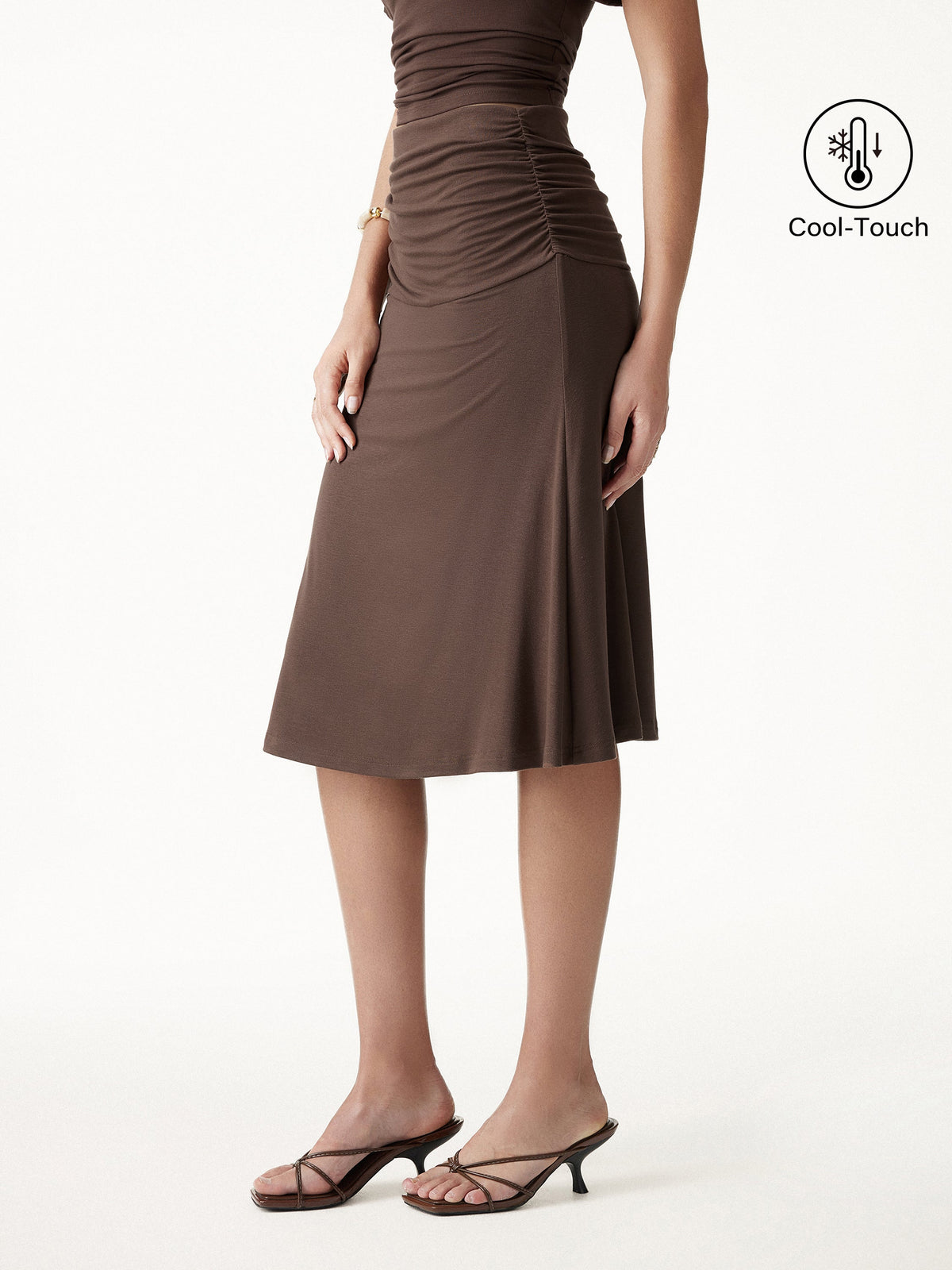 OGLmove Women's CoolTouch Ruched Midi Mermaid Skirt