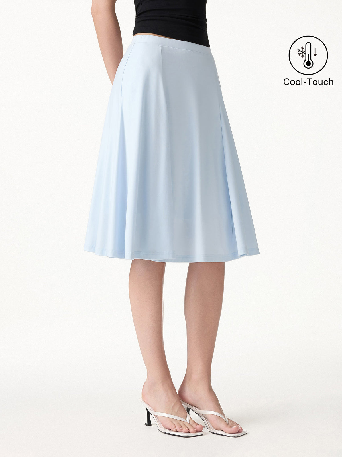 OGLmove Women's CoolTouch Midi Circle Flare Skirt with Pockets