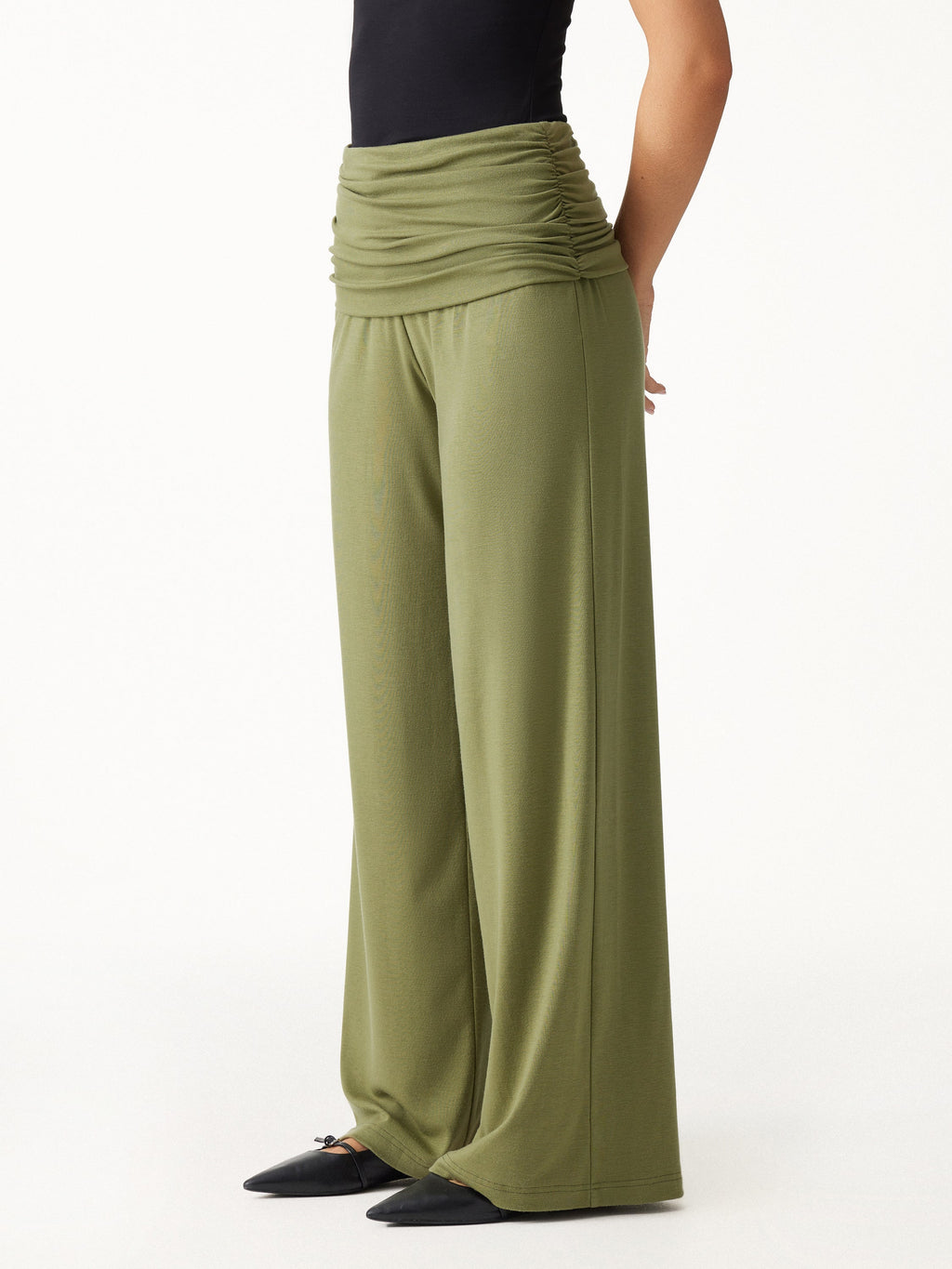 OGLmove Non-Itchy Wool Blend Drapey Wide Leg Pull-on Pants with Pockets