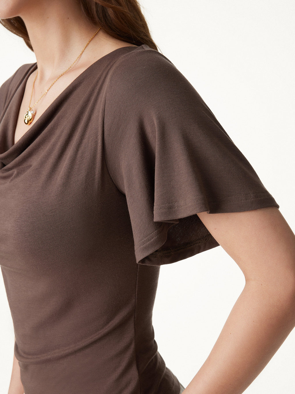 OGLmove Women's Cowl Neck Flutter Sleeve Bra Top