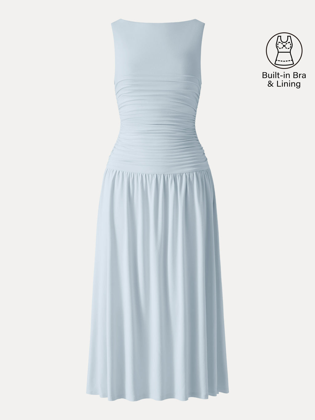 OGLmove Women's SkinKiss Cooling Boatneck Ruched Midi Bra Dress