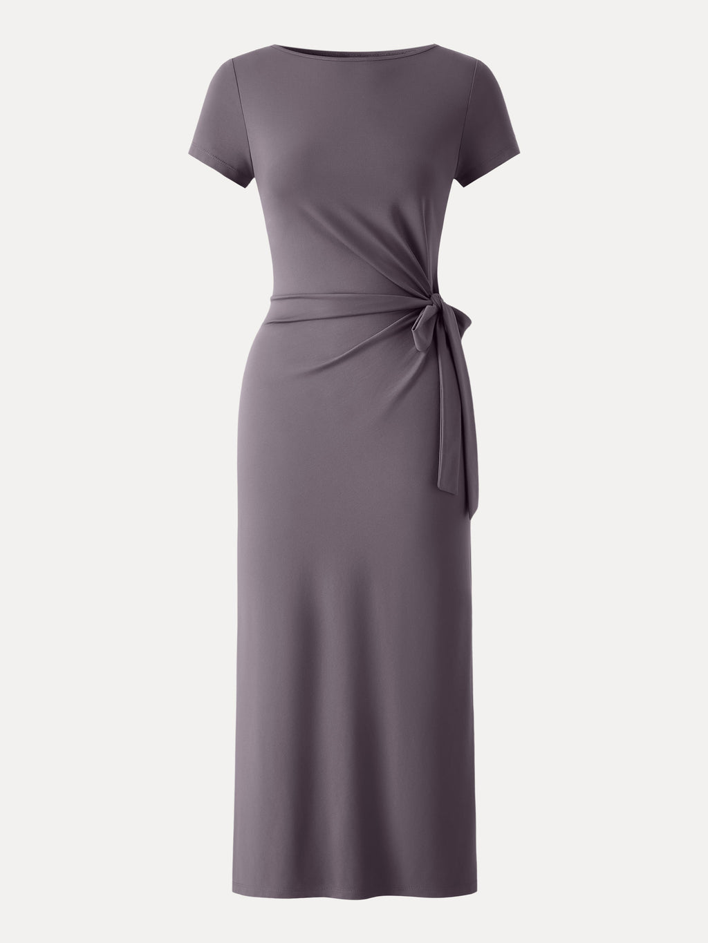 OGLmove Women's Cooling Wrinkle-Resistant Side Waist Tie Midi Dress with Slit