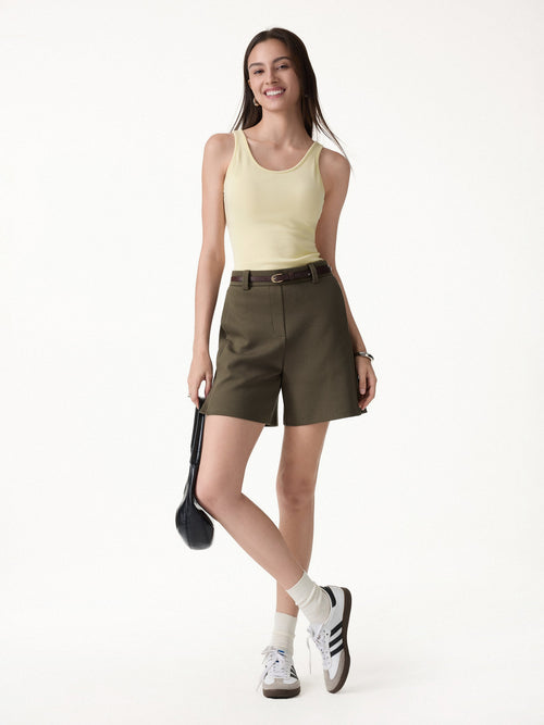 OGLmove Women's Air Cotton Mid-Rise Travel Shorts with Pockets