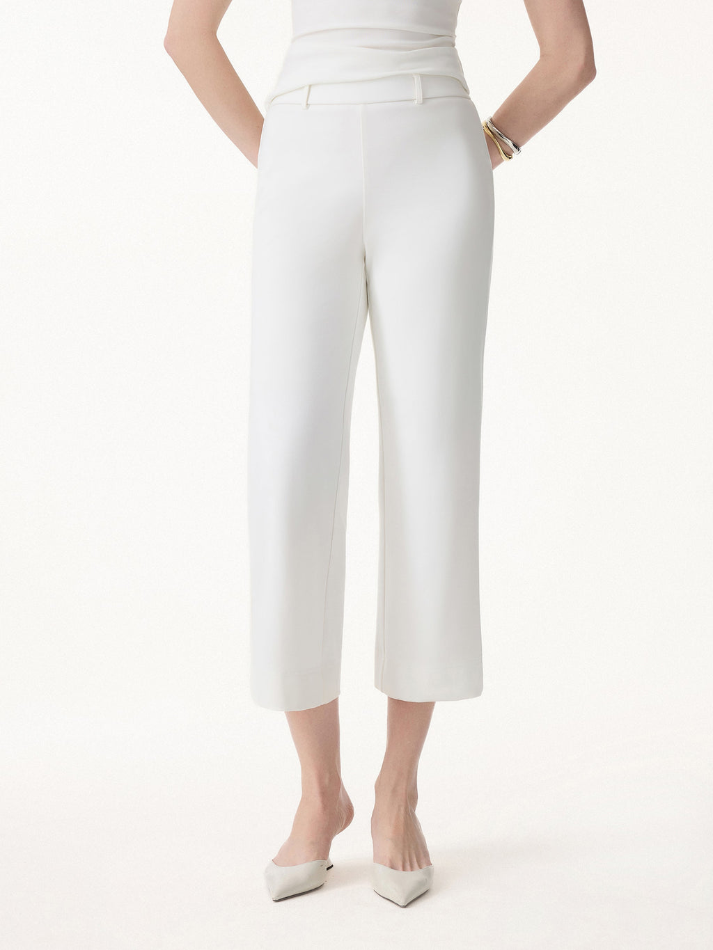 OGLmove Mid Rise Cropped Wide Leg Pants with Pockets