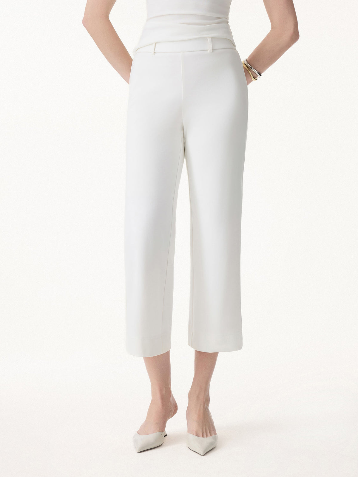 OGLmove Mid Rise Cropped Wide Leg Pants with Pockets