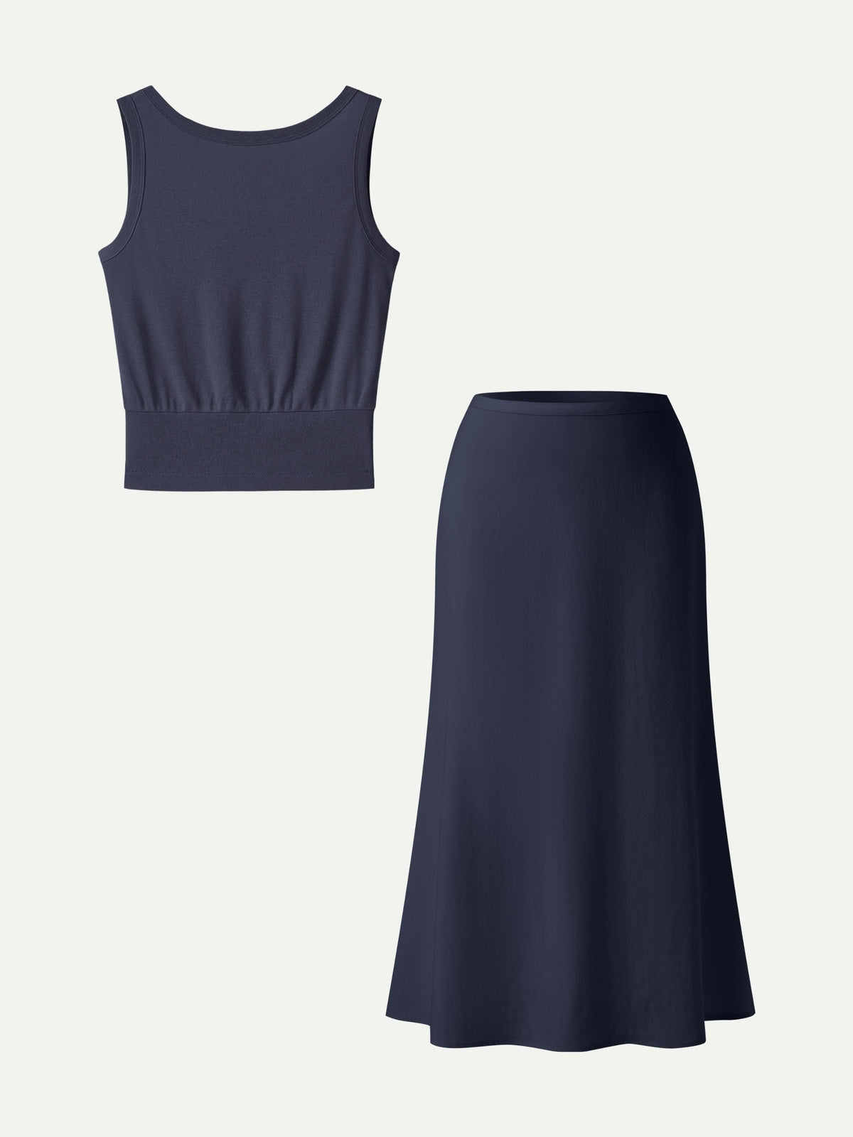OGLmove Women's Reversible Boatneck Top & Maxi Flared Pull-On Skirt Set