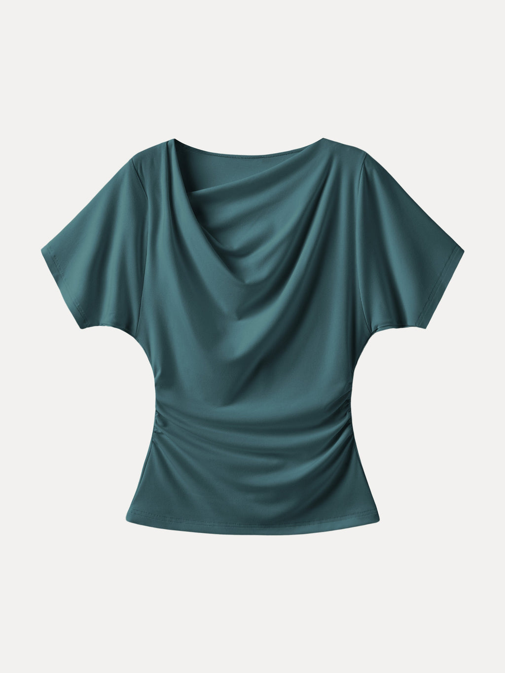 OGLmove Women's Asymmetrical Cowl Neck Ruched Top