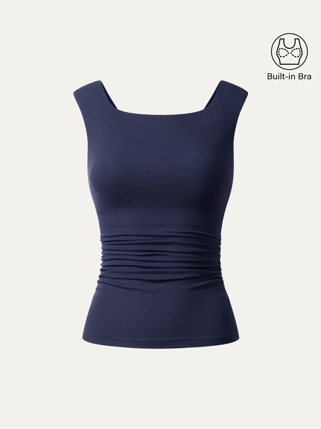 OGLmove Women's Boatneck Low Back Gathered Bra Top