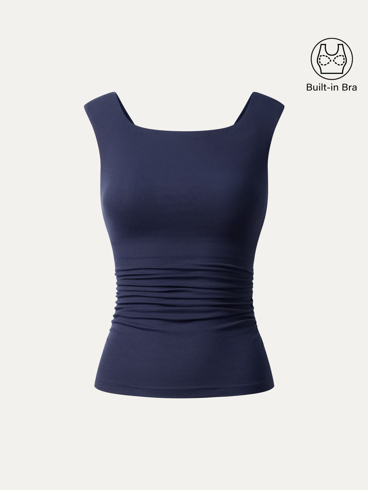 OGLmove Women's Boatneck Low Back Gathered Bra Top