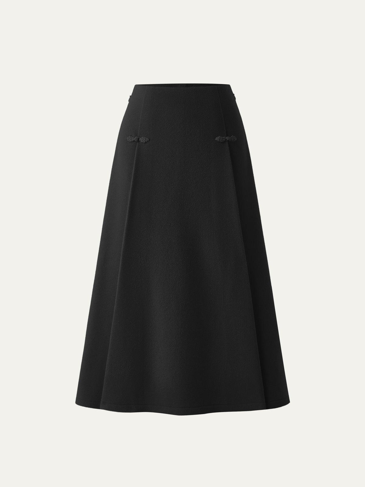 OGLmove Women's Wool-like Frog Button A-Line Midi Skirt