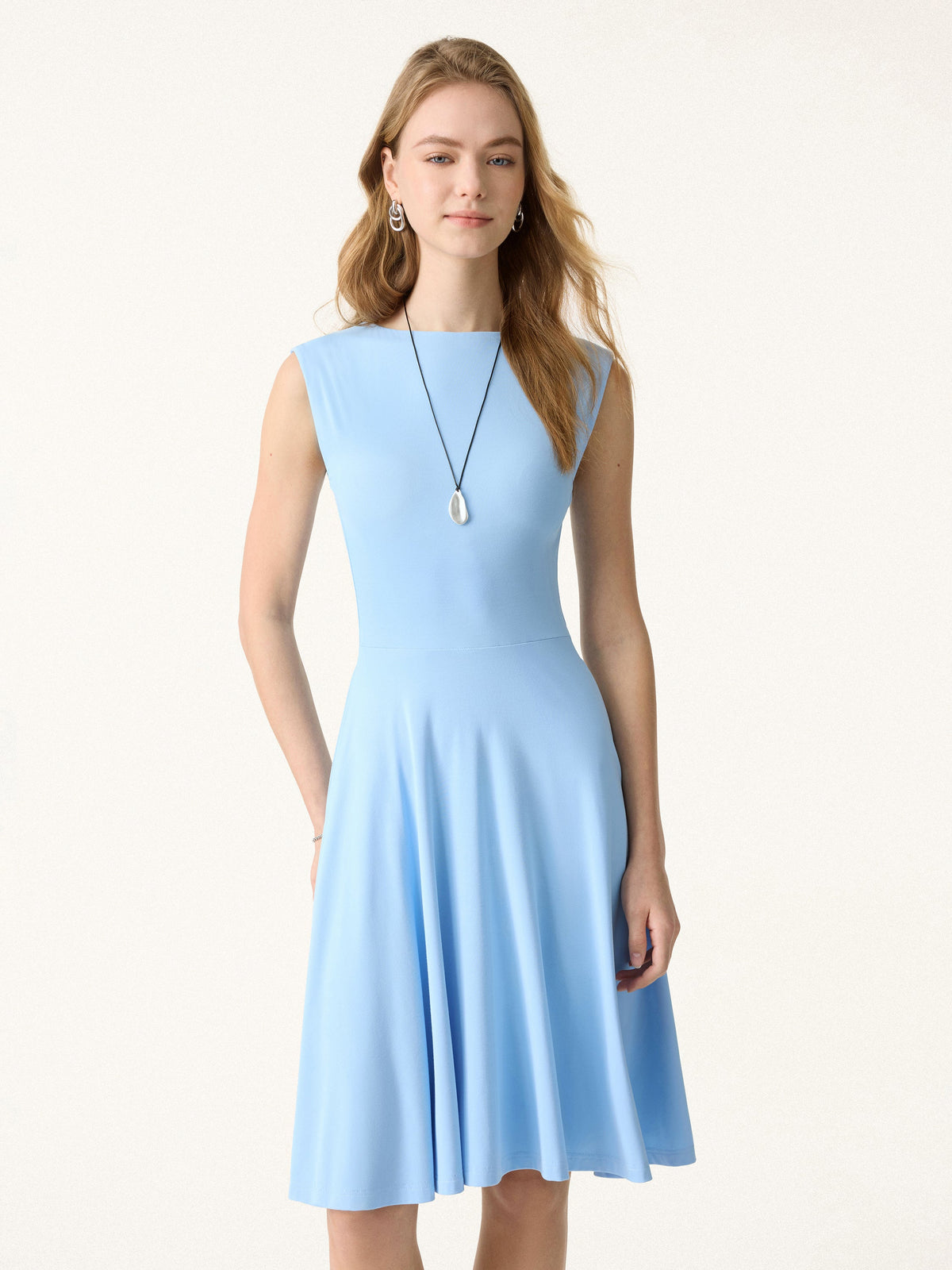 OGLmove Women's SkinKiss Boatneck Wide Shoulder Bra Dress with Pockets