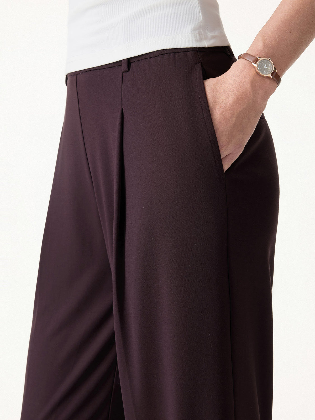 OGLmove Women's Round Neck Cap Sleeve Top & High Rise Wide Leg Pants Set