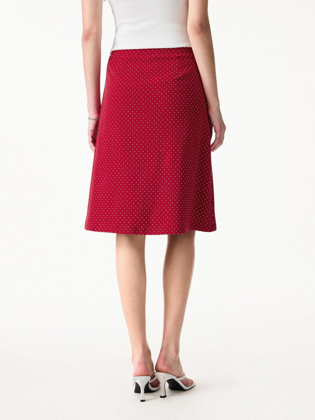 OGLmove Women's Polka Dot Boatneck Bra Top & A-Line Flare Skirt Set