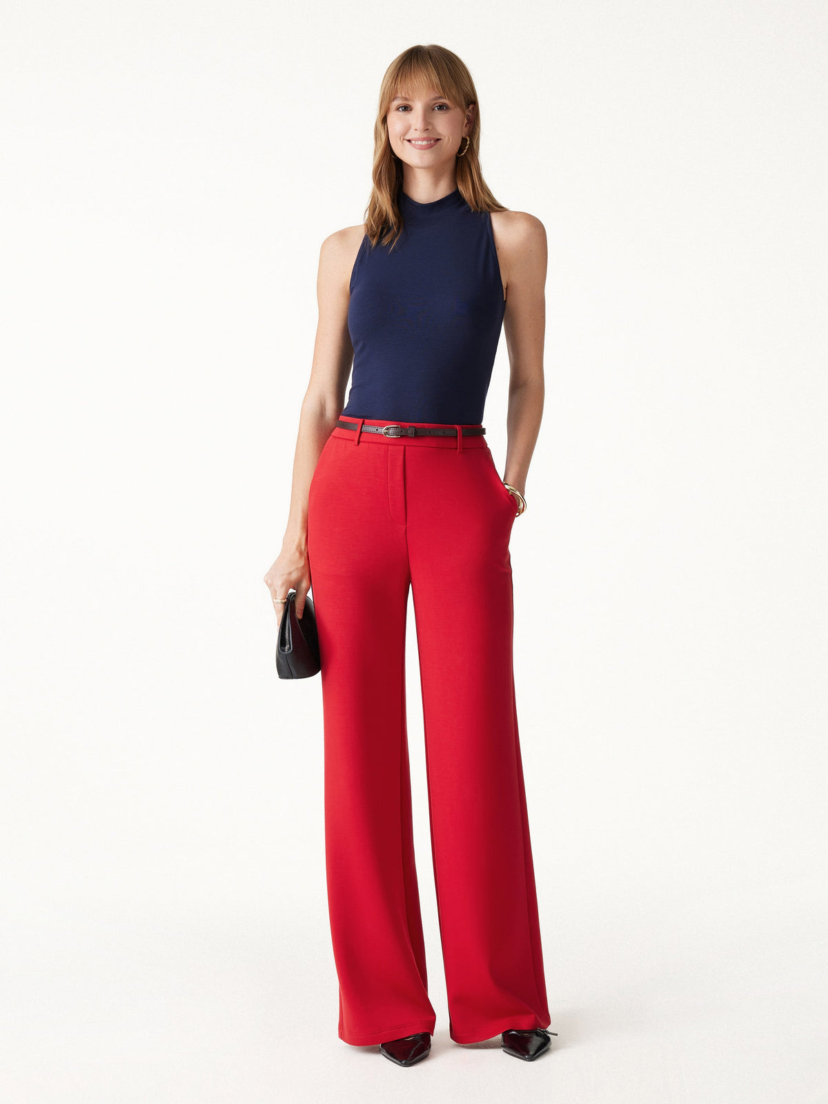 OGLmove Women's TravelEase Lyocell Spacer High-Rise Wide Leg Pants with Pockets