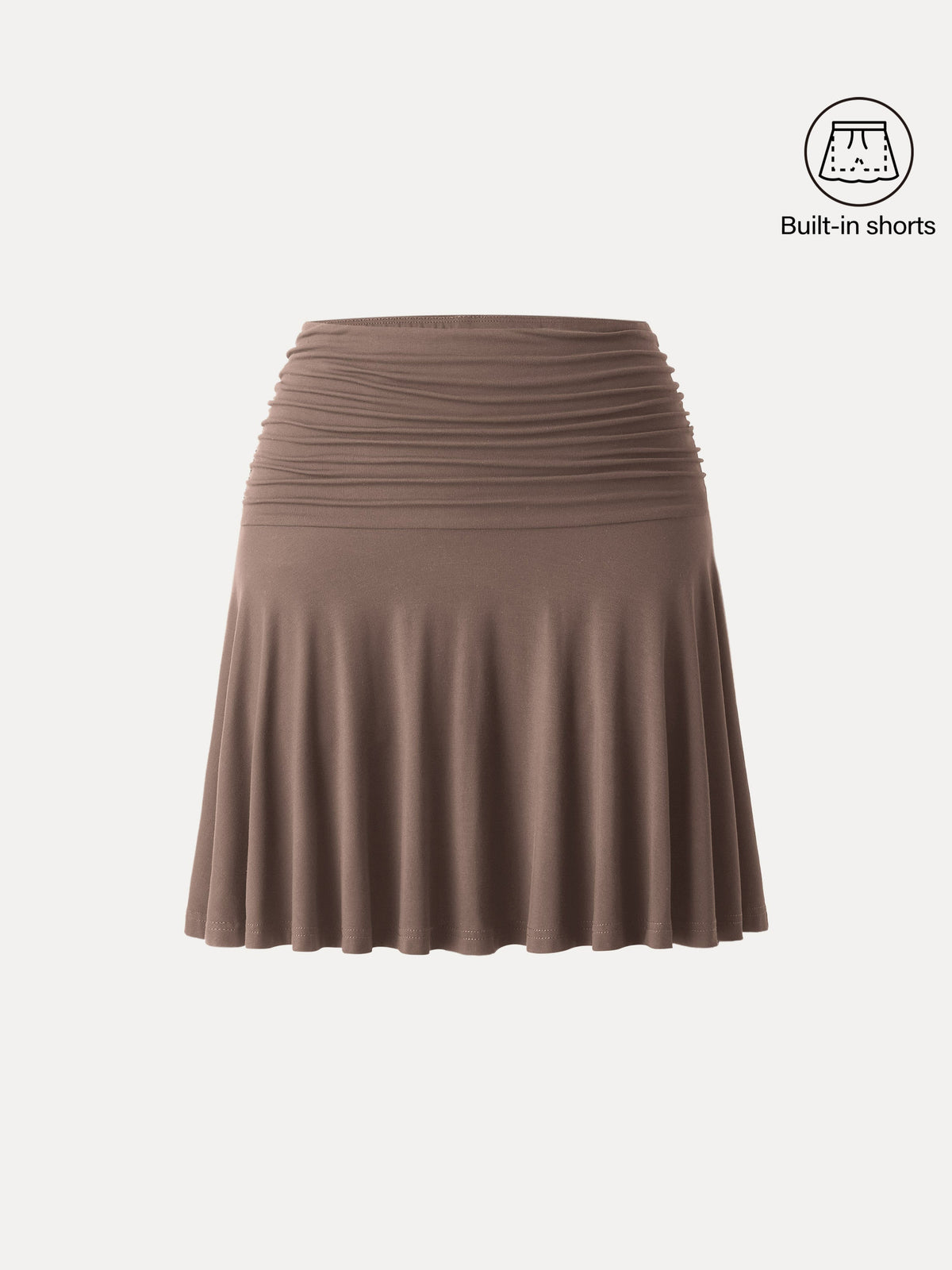 OGLmove Women's Essential Ruched Mini Circle Skirt with Lined Shorts