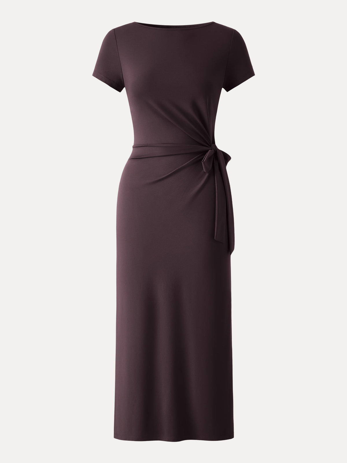 OGLmove Women's Cooling Wrinkle-Resistant Side Waist Tie Midi Dress with Slit