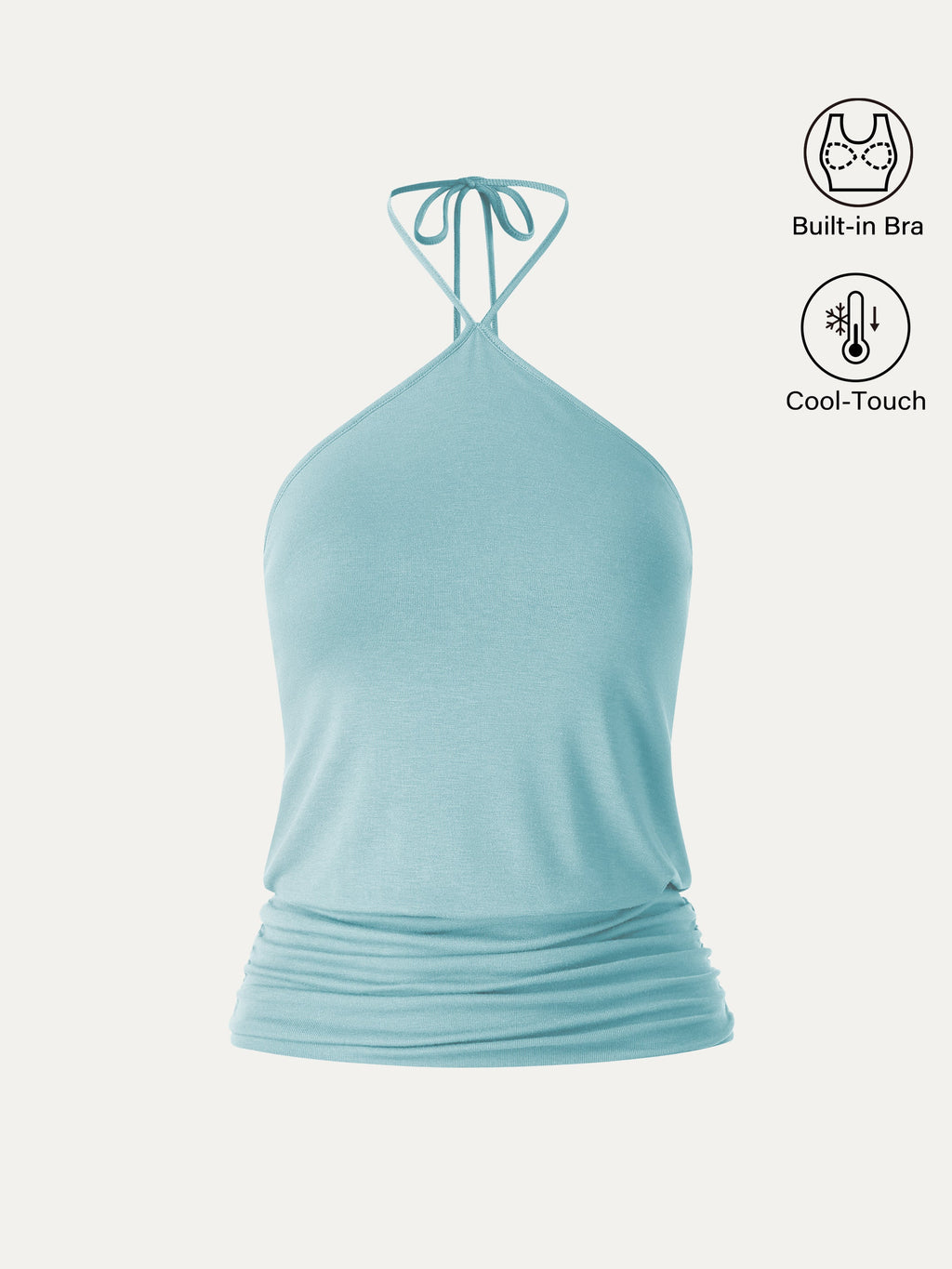OGLmove Women's CoolTouch Halter Ruched Hem Bra Top