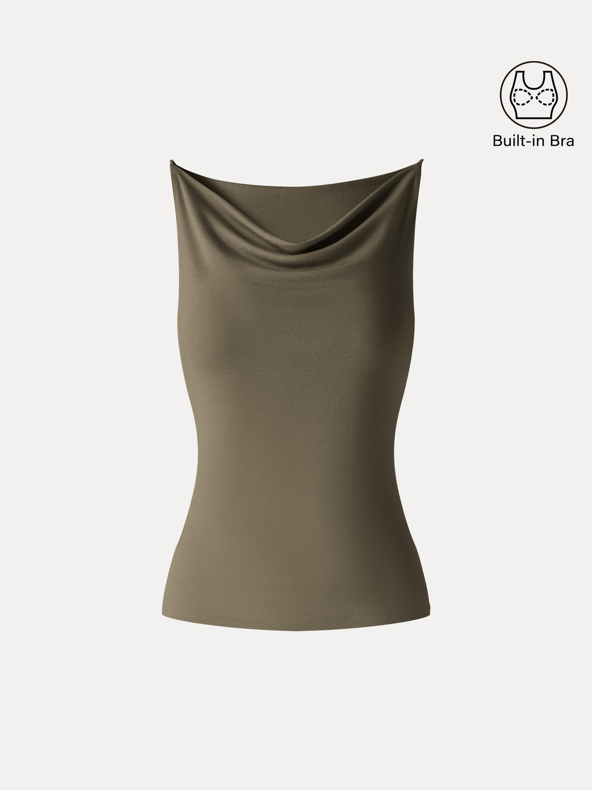 OGLmove Women's Stretch Linen Cowl Neck Bra Tank